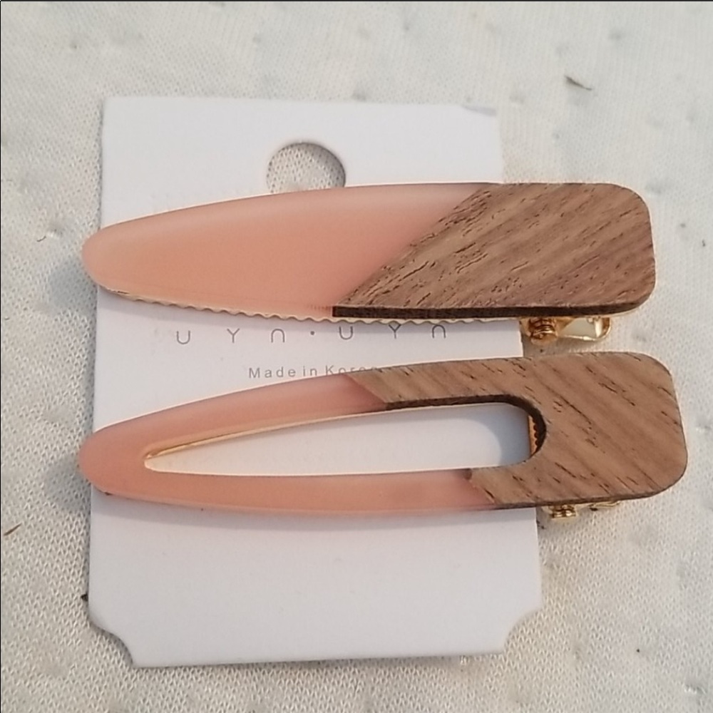 Wooden and acrylic hair clips